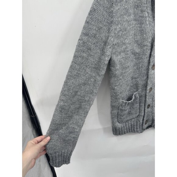 Barque 100% Wool Button Up Sweater Men Medium Silver Knit Minimalist Preppy - Picture 7 of 7